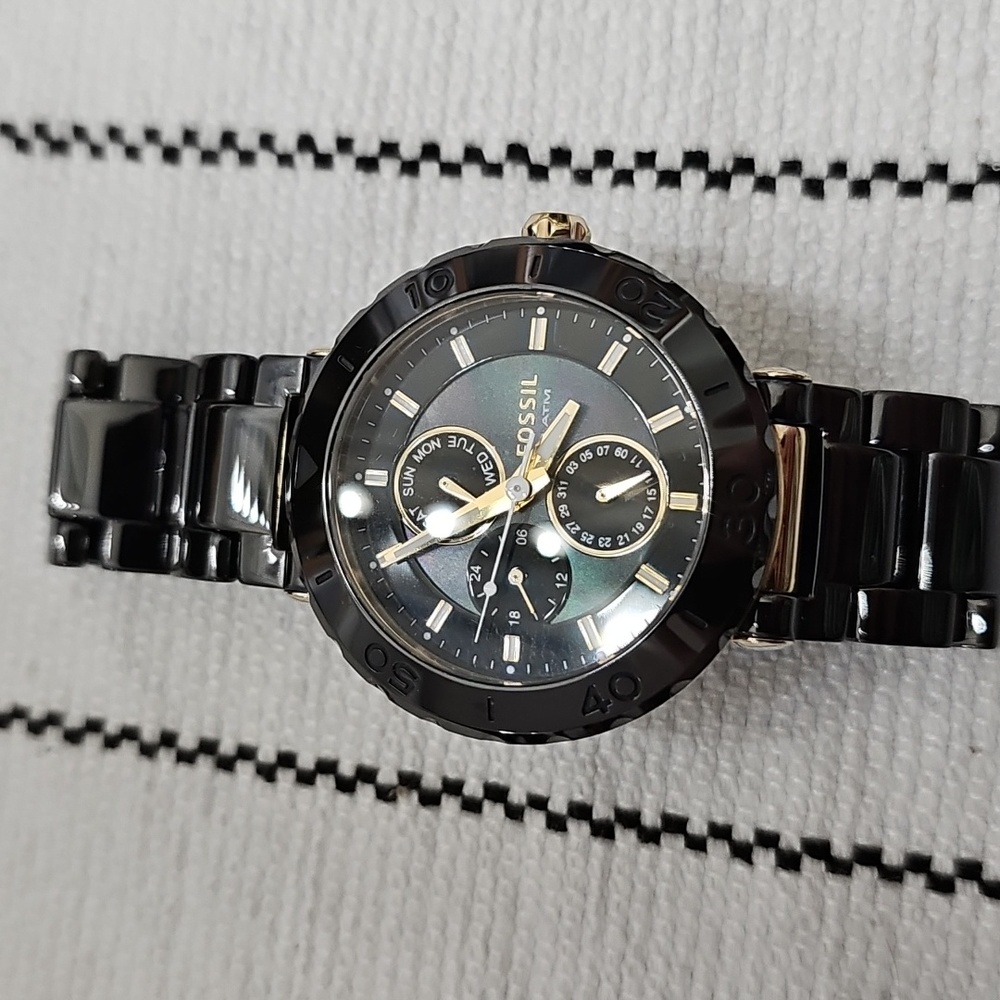 Fossil Black and Gold Women's Stainless Steel Watch